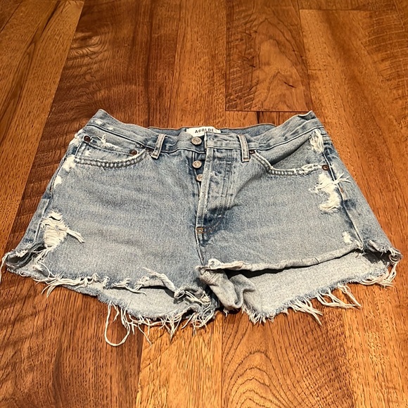Agolde Woman’s Blue Ripped Shorts Size 24 - Picture 1 of 5
